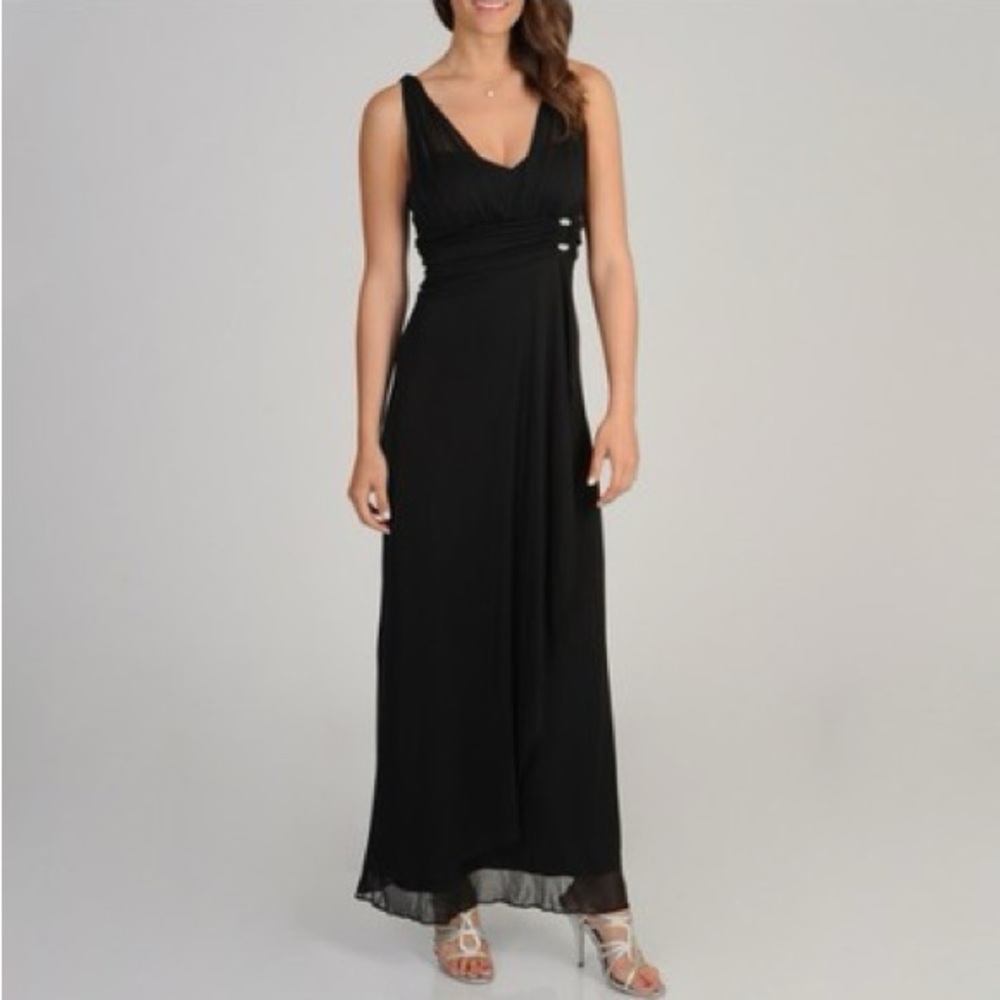 Betsy & Adam Black Rhinestone Embellished Evening
Elegant Formal Dress NWT